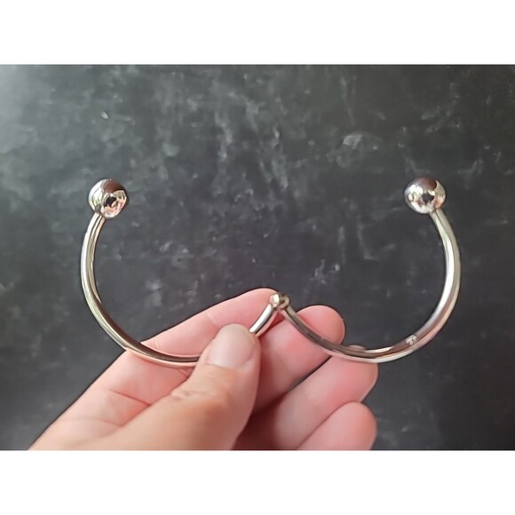 Sterling Silver 925 Double Ball Bypass Hinged Bangle Bracelet Made In Mexico AGS - Picture 3 of 10